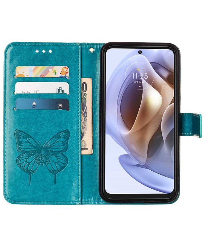 Housse Motorola Moto G31 / G41 Papillon Fleur Porte-Cartes