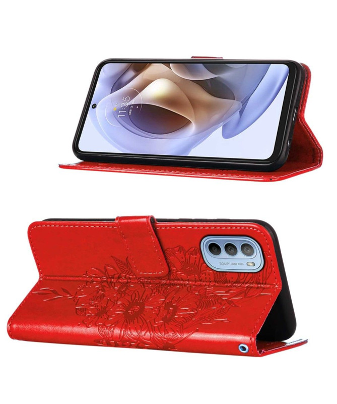 Housse Motorola Moto G31 / G41 Papillon Fleur Porte-Cartes