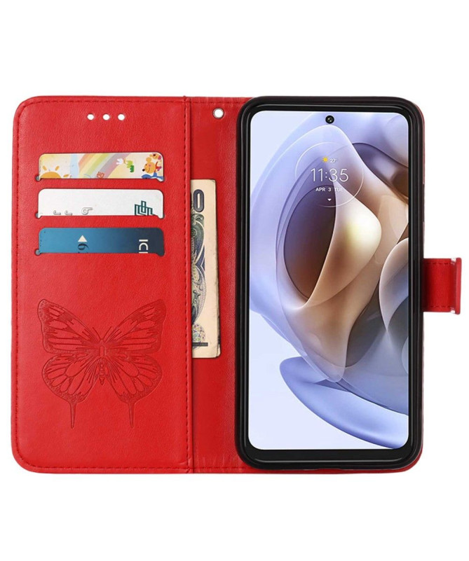 Housse Motorola Moto G31 / G41 Papillon Fleur Porte-Cartes