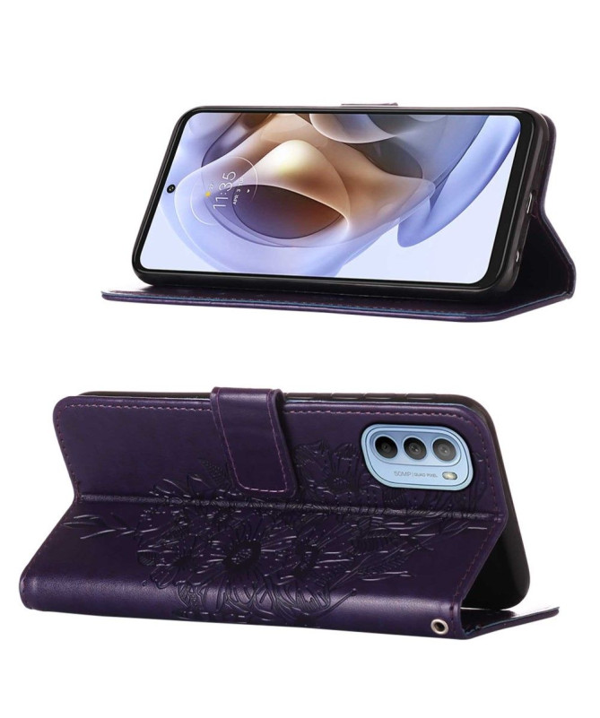 Housse Motorola Moto G31 / G41 Papillon Fleur Porte-Cartes