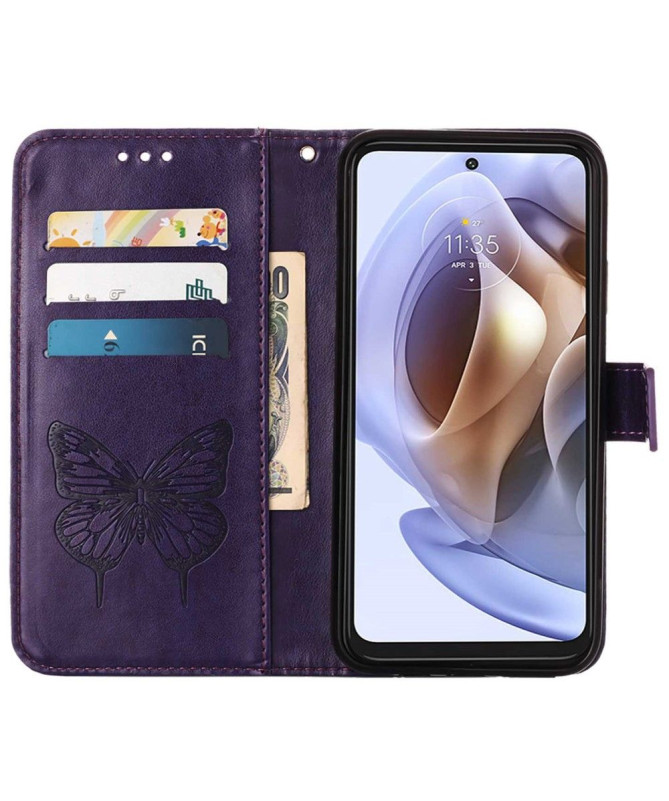 Housse Motorola Moto G31 / G41 Papillon Fleur Porte-Cartes