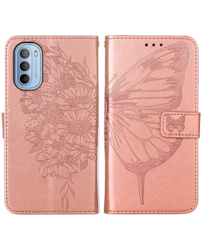 Housse Motorola Moto G31 / G41 Papillon Fleur Porte-Cartes