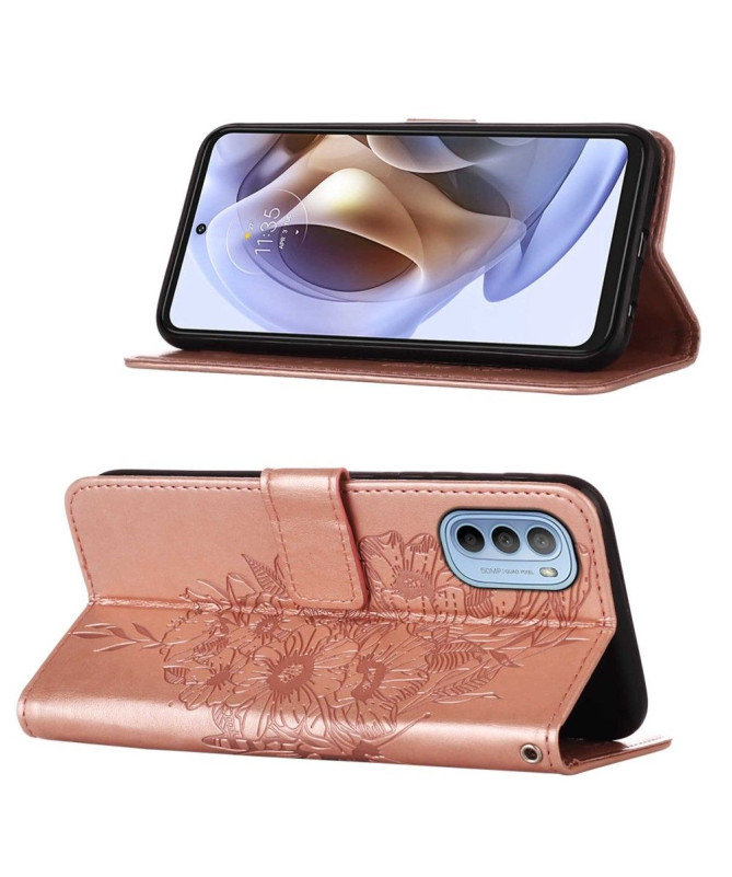 Housse Motorola Moto G31 / G41 Papillon Fleur Porte-Cartes