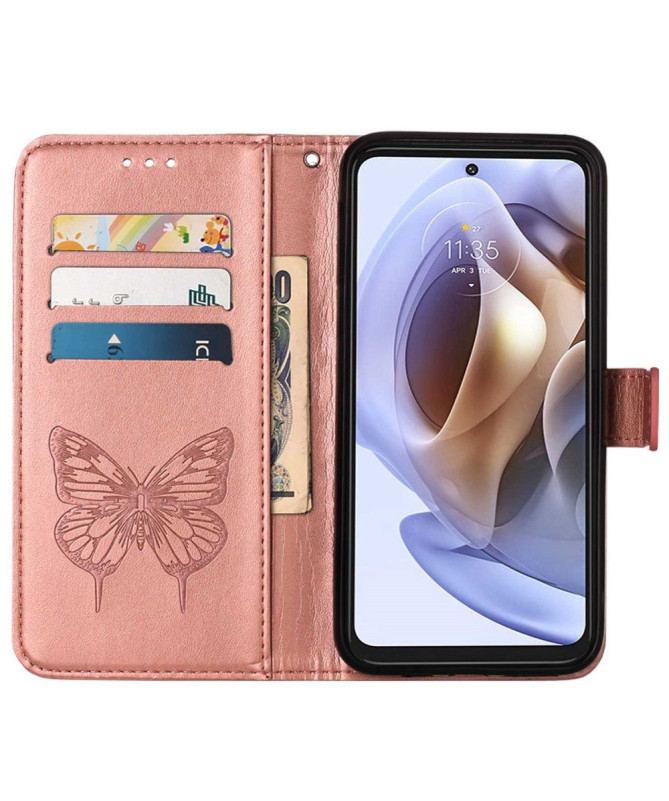 Housse Motorola Moto G31 / G41 Papillon Fleur Porte-Cartes