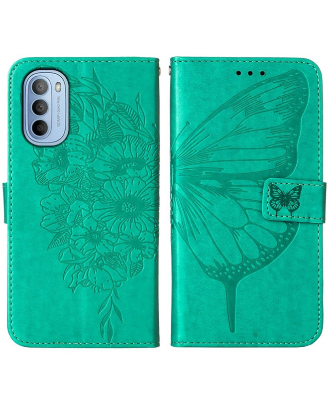 Housse Motorola Moto G31 / G41 Papillon Fleur Porte-Cartes