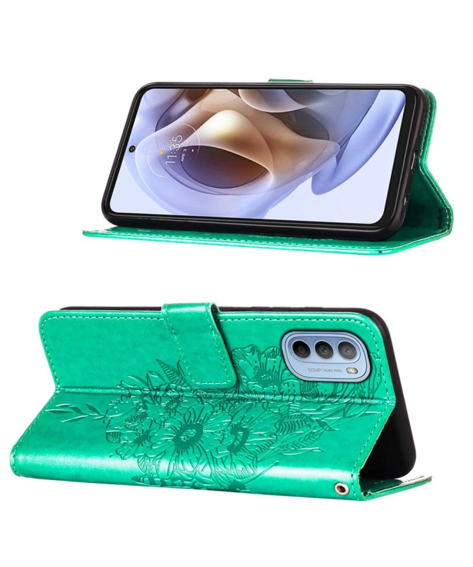 Housse Motorola Moto G31 / G41 Papillon Fleur Porte-Cartes