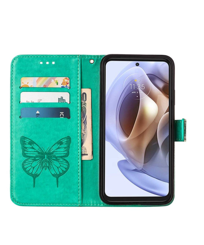 Housse Motorola Moto G31 / G41 Papillon Fleur Porte-Cartes
