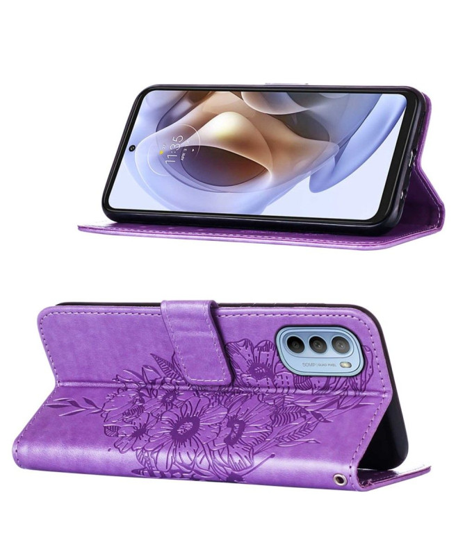 Housse Motorola Moto G31 / G41 Papillon Fleur Porte-Cartes