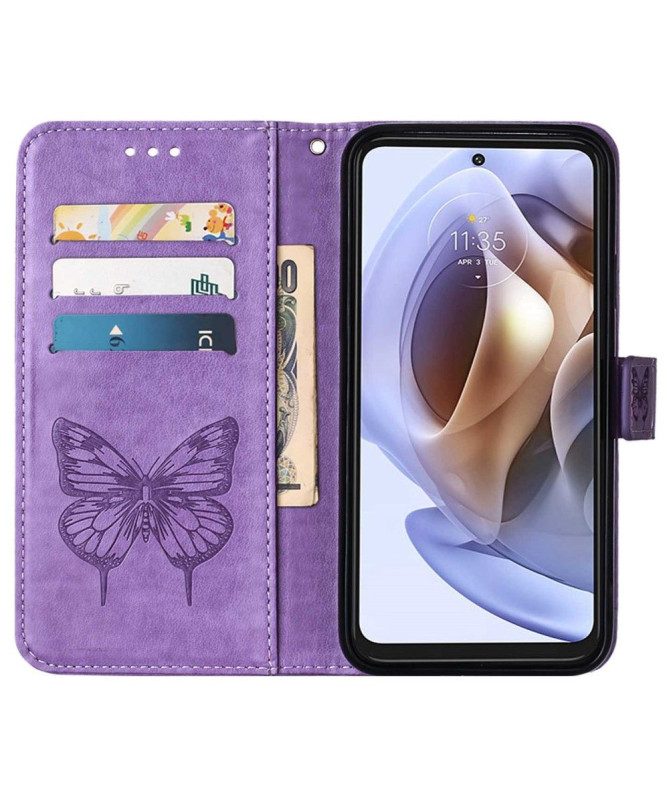 Housse Motorola Moto G31 / G41 Papillon Fleur Porte-Cartes