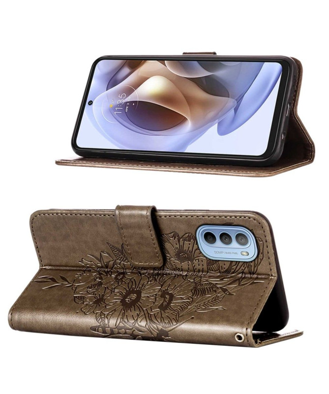 Housse Motorola Moto G31 / G41 Papillon Fleur Porte-Cartes