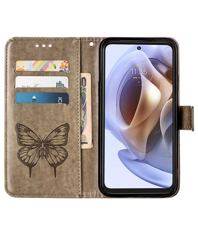 Housse Motorola Moto G31 / G41 Papillon Fleur Porte-Cartes