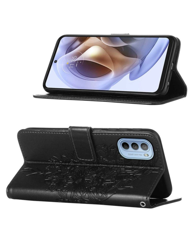 Housse Motorola Moto G31 / G41 Papillon Fleur Porte-Cartes