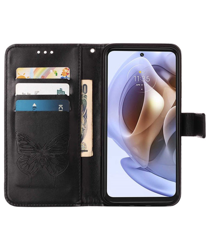 Housse Motorola Moto G31 / G41 Papillon Fleur Porte-Cartes