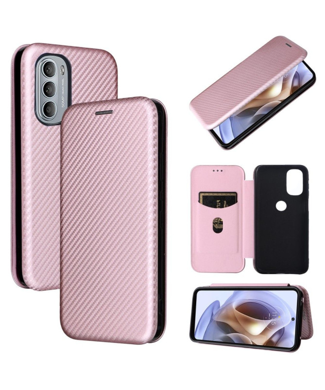 Housse Motorola Moto G31 / G41 simili cuir fibre de carbone