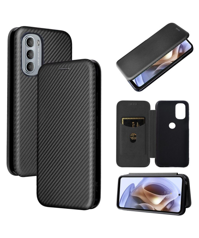 Housse Motorola Moto G31 / G41 simili cuir fibre de carbone