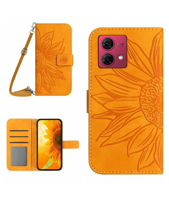 Housse Moto G84 5G Tournesol à Sangle