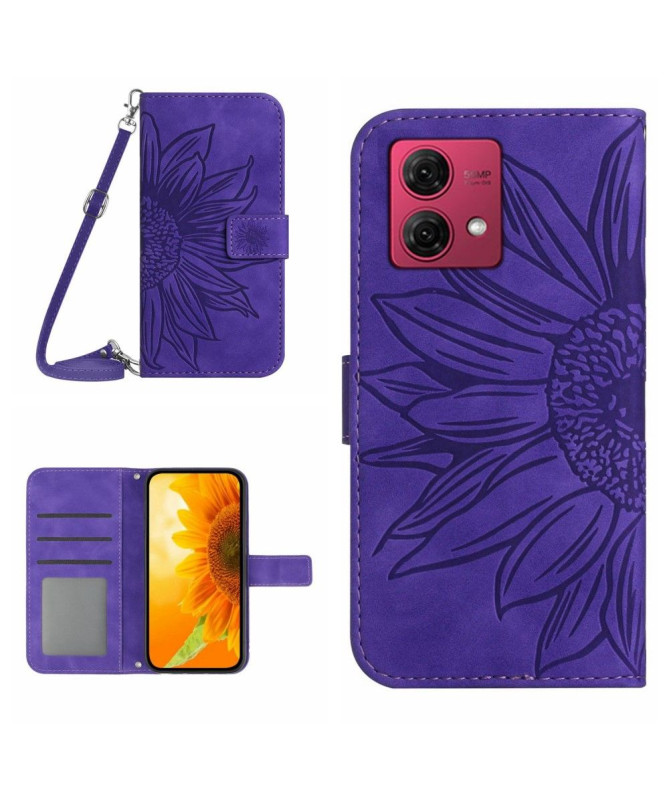 Housse Moto G84 5G Tournesol à Sangle