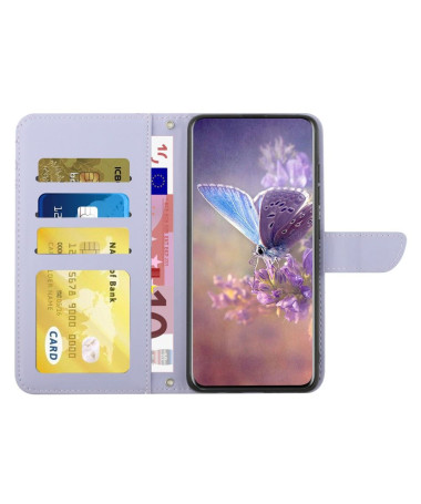 Moto G84 5G - Housse Illustration Papillon et Fleurs à Lanière