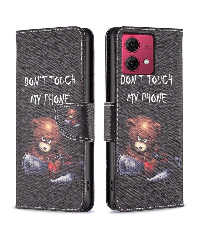 Housse Moto G84 5G Ours avec tronçonneuse