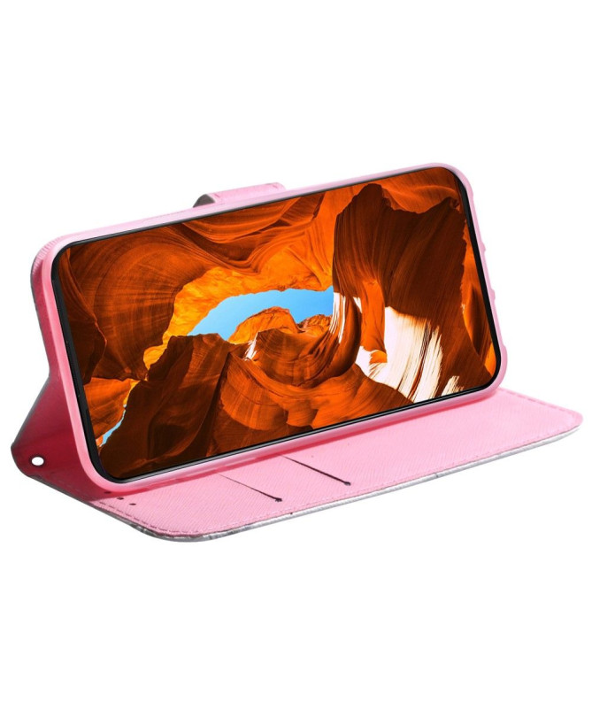 Housse Moto G84 5G Fleur sauvage à lanière