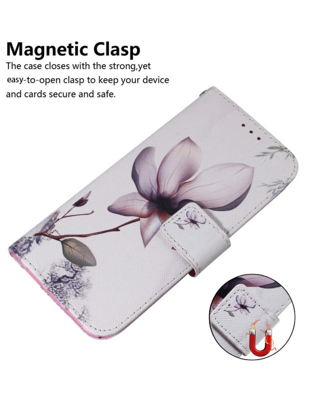 Housse Moto G84 5G Fleur sauvage à lanière