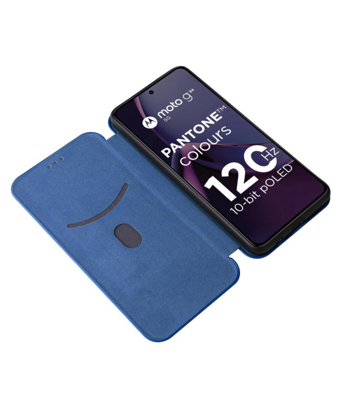 Housse Moto G84 5G simili cuir fibre de carbone