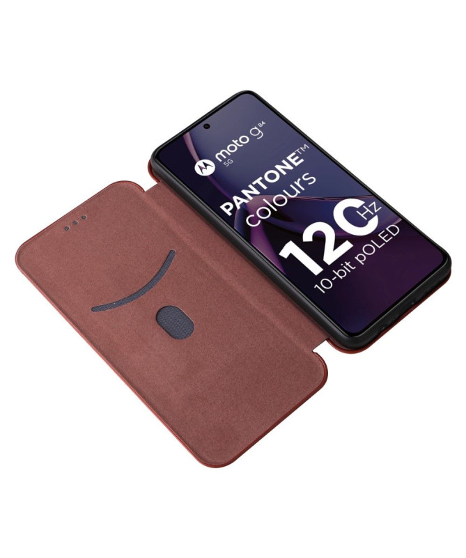 Housse Moto G84 5G simili cuir fibre de carbone