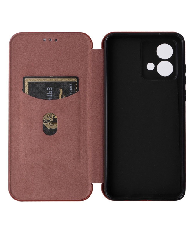 Housse Moto G84 5G simili cuir fibre de carbone