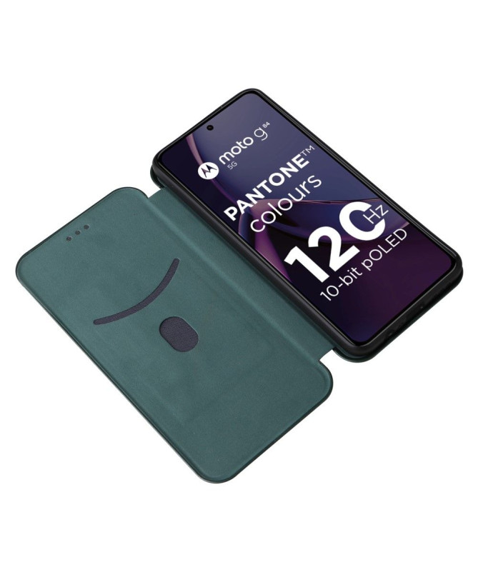 Housse Moto G84 5G simili cuir fibre de carbone