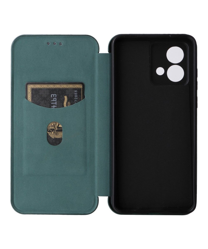 Housse Moto G84 5G simili cuir fibre de carbone