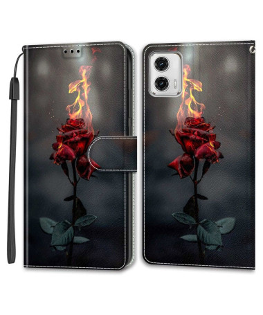 Housse Moto G73 5G Flamme de Rose