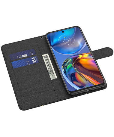 Housse Moto G73 5G Papillons volants dorés