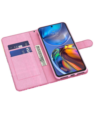 Housse Moto G73 5G Papillons bleus scintillants