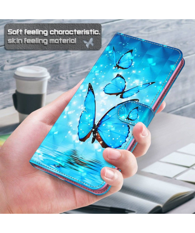Housse Moto G73 5G Papillons bleus scintillants - photo 4