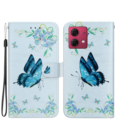 Housse Moto G84 5G Papillon Céleste