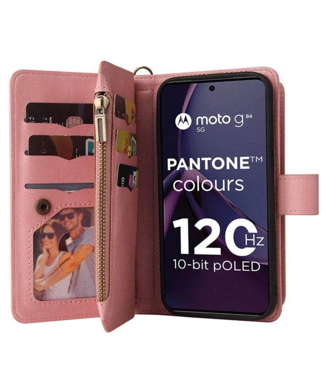 Housse portefeuille Moto G84 5G à lanière