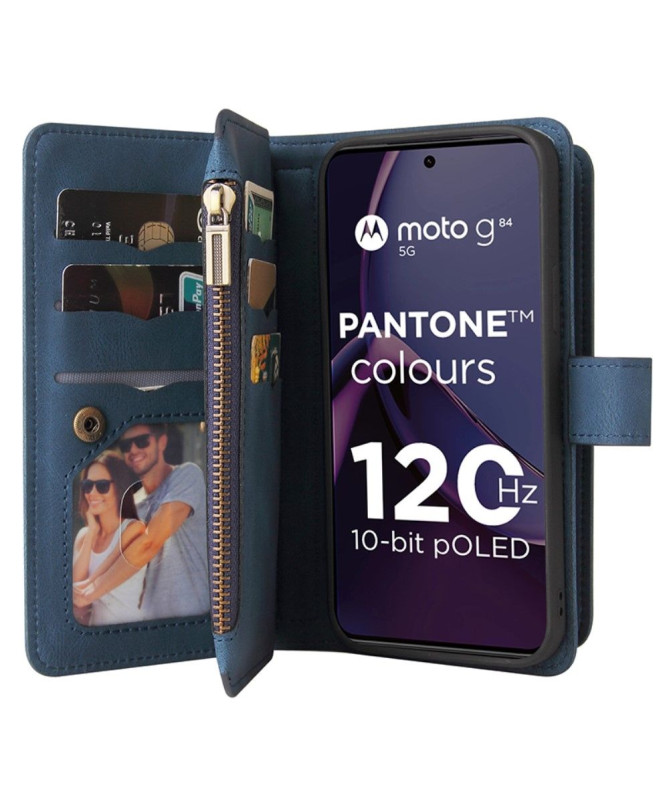 Housse portefeuille Moto G84 5G à lanière