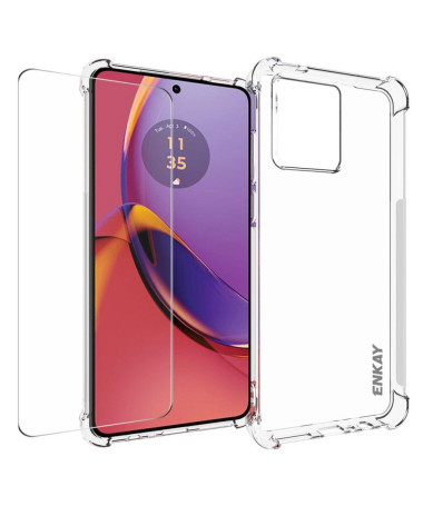 Protection Complète ENKAY pour Moto G84 5G: Verre Trempé et Coque Transparente