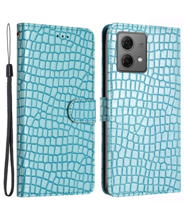 Housse Moto G84 5G Croco Chic avec Lanière