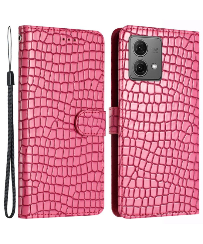 Housse Moto G84 5G Croco Chic avec Lanière