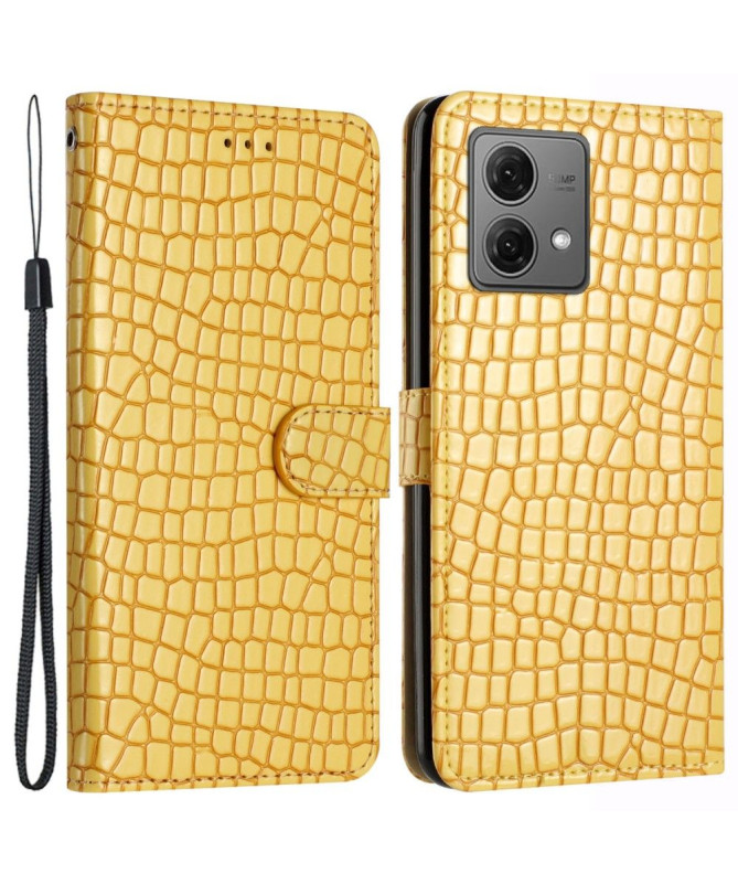 Housse Moto G84 5G Croco Chic avec Lanière