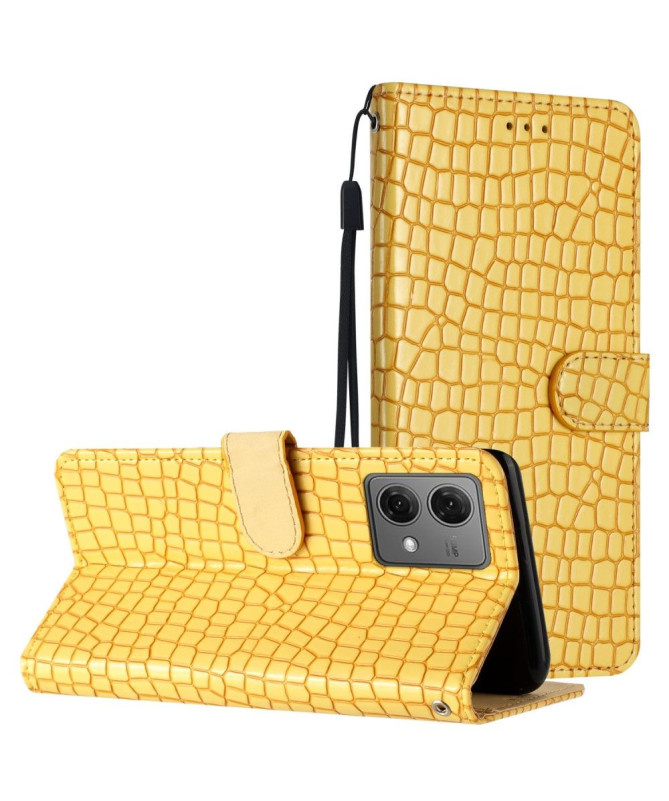 Housse Moto G84 5G Croco Chic avec Lanière