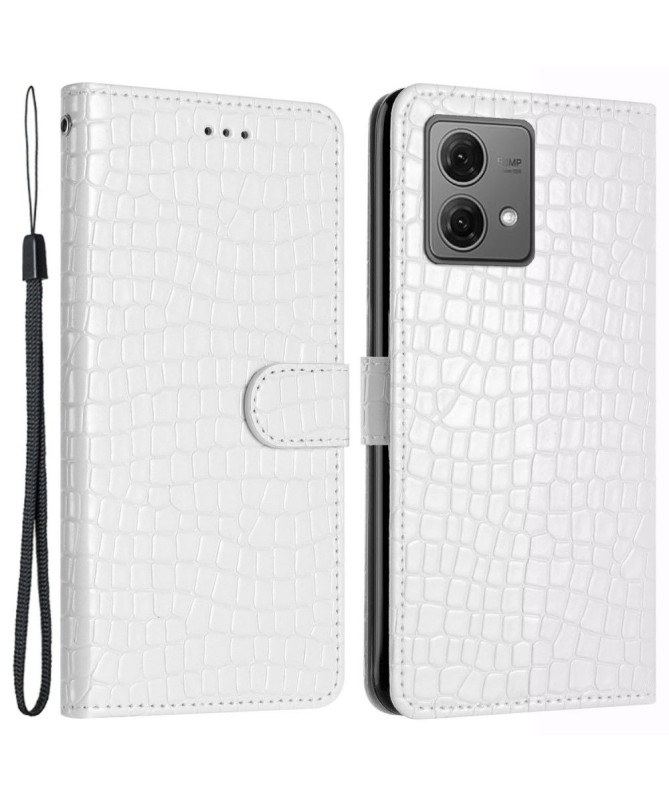 Housse Moto G84 5G Croco Chic avec Lanière