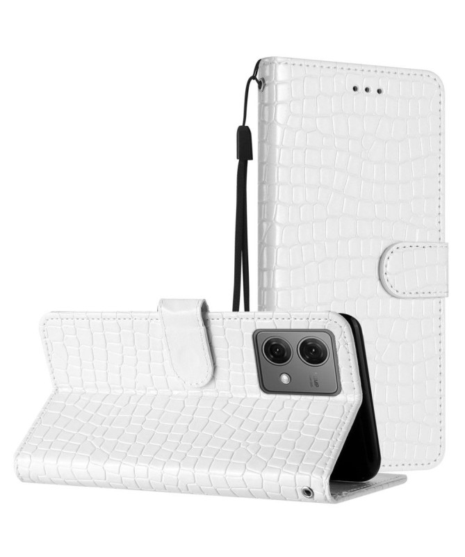 Housse Moto G84 5G Croco Chic avec Lanière