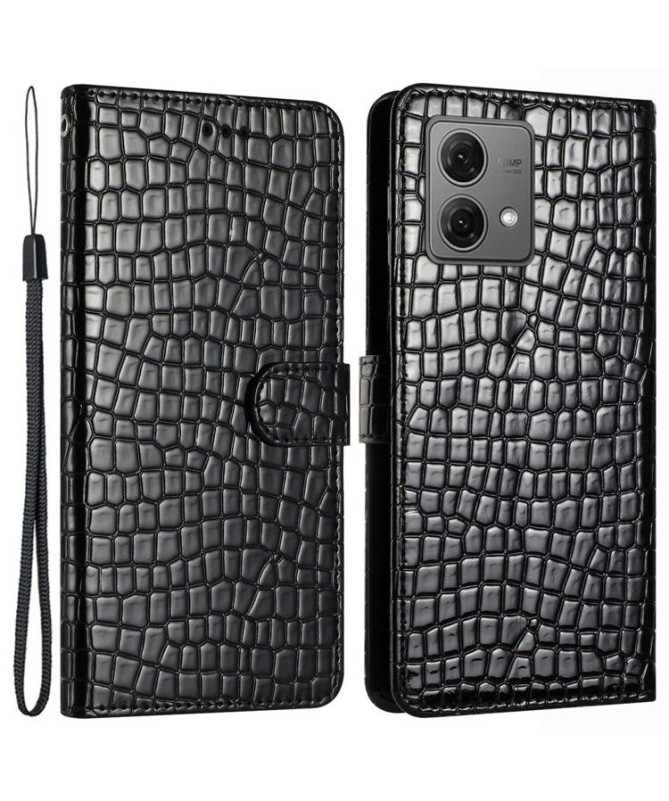 Housse Moto G84 5G Croco Chic avec Lanière