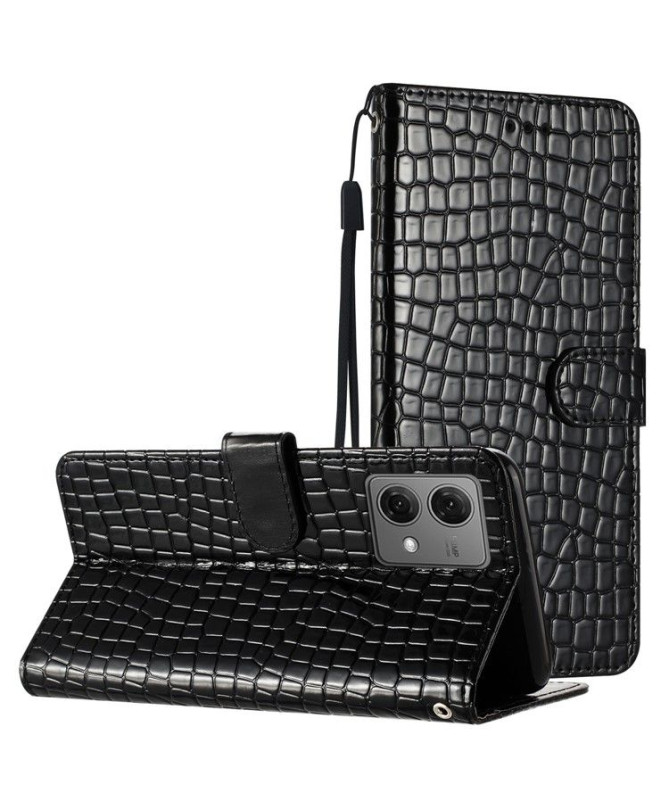 Housse Moto G84 5G Croco Chic avec Lanière