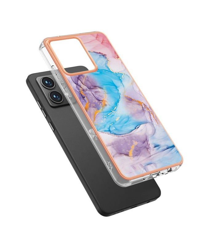 Coque Moto G84 5G marbre coloré bleu