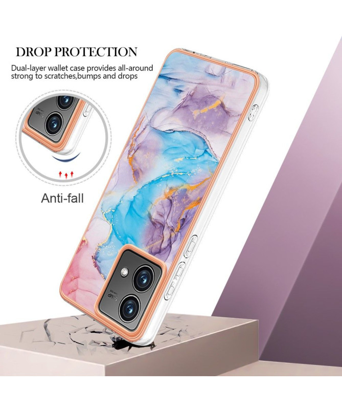 Coque Moto G84 5G marbre coloré bleu