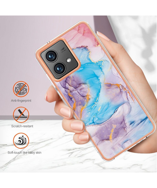 Coque Moto G84 5G marbre coloré bleu