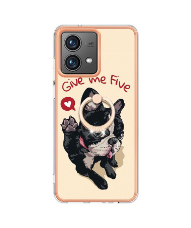 Coque Moto G84 5G Give Me Five Dog avec Support Anneau